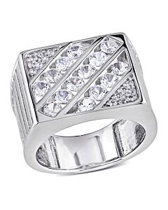 Amour Sterling Silver 1 4/5 CT TGW Created White Sapphire Men's Ring