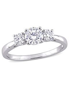 Amour Sterling Silver 1 CT TGW Created White Moissanite 3-Stone Ring