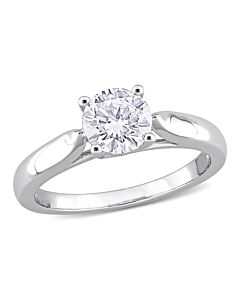 Amour Sterling Silver 1 CT TGW Created White Moissanite Solitaire Ring