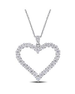 AMOUR 2 2/5 CT DEW Created Moissanite Heart Pendant with Chain In Sterling Silver