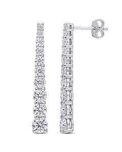 AMOUR 2 3/4 CT DEW Created Moissanite Journey Earrings In Sterling Silver