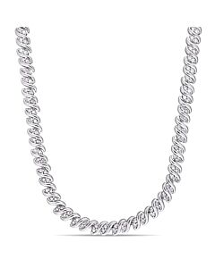 AMOUR 2 CT TW Diamond Twist Tennis Necklace In Sterling Silver