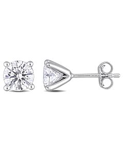 AMOUR 2 CT DEW Created Moissanite Solitaire Earrings In Sterling Silver