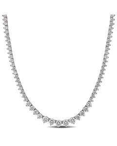 AMOUR 27 CT TGW Cubic Zirconia Tennis Necklace In Sterling Silver