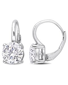 AMOUR 3 1/5 CT DEW Created Moissanite Solitaire Leverback Earrings In Sterling Silver