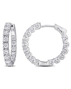 AMOUR 3 CT DEW Created Moissanite Inside-outside Hinged Hoop Earrings In Sterling Silver