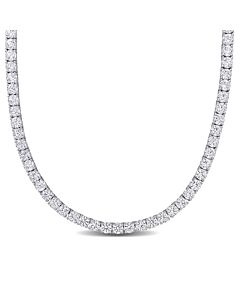 AMOUR 33 CT TGW Created White Sapphire Tennis Necklace In Sterling Silver