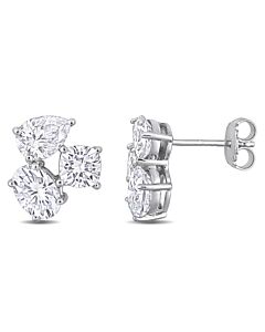 AMOUR 4 4/5 CT DEW Created Moissanite Three-stone Earrings In Sterling Silver