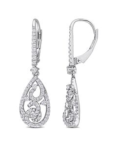 AMOUR 4/5 CT DEW Created Moissanite Leverback Dangle Earrings In Sterling Silver