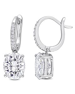 AMOUR 5 1/5 CT DEW Oval Created Moissanite Drop Earrings In Sterling Silver