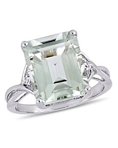 Amour Sterling Silver 5 5/8 CT TGW Green Quartz- White Topaz Fashion Ring