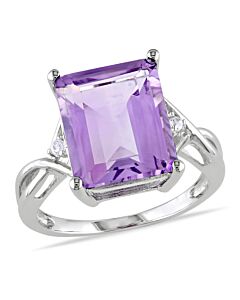 Amour Sterling Silver 5 7/8 CT TGW Amethyst White Topaz Cocktail Ring