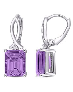 Amour-Sterling-Silver-6-1-2-CT-TGW-Octagon-Amethyst-and-White-Topaz-Leverback-Earrings