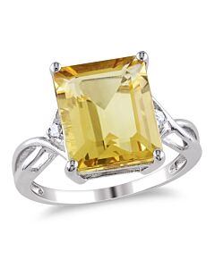 Amour Sterling Silver 6 5/8 CT TGW Citrine White Topaz Cocktail Ring