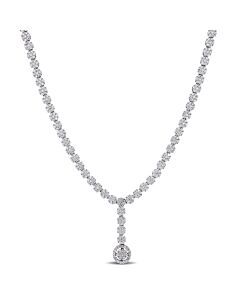 AMOUR 9 5/8 CT Cubic Zirconia Lariat Necklace In Sterling Silver