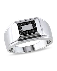 Amour Sterling Silver Black Rhodium Plated 1/10 CT Black Diamond TW Men's Ring