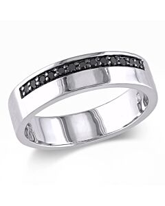 Amour Sterling Silver Black Rhodium Plated 1/5 CT Black Diamond TW Men's Ring