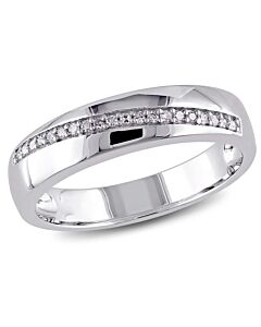 Amour Sterling Silver Crossover 0.1 CT Diamond Ring