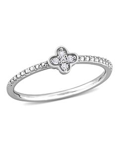 Amour Sterling Silver Diamond Accent Floral Promise Ring