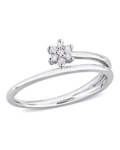 Amour Sterling Silver Diamond Accent Floral Promise Ring