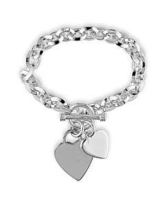 Amour Sterling Silver Double Heart Charm Bracelet