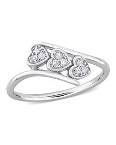 Amour Sterling Silver1/10 CT TW Diamond Triple Heart Bypass Promise Ring