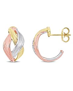 AMOUR Swirl Earrings In 18k 3-Tone Gold
