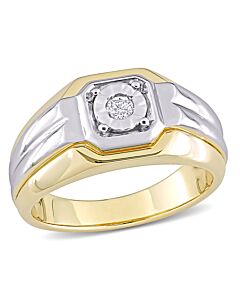 Amour Two-Tone Silver 1/10 CT TDW Diamond Men's Ring