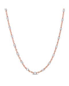 AMOUR Two-Tone White Bead Chain Necklace In Rose Plated Sterling Silver, 16 In