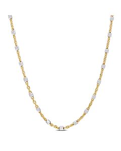 AMOUR Two-Tone White Bead Chain Necklace In Yellow Plated Sterling Silver, 16 In