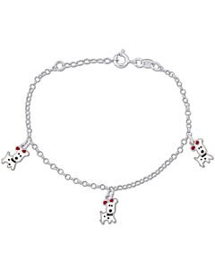 Amour White Dog Charm Bracelet in Sterling Silver