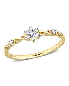 Amour Yellow Plated Sterling Silver 1/10 CT TW Diamond Floral Promise Ring
