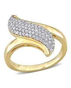 Amour Yellow Plated Sterling Silver 3/8 CT TW Diamond Ring