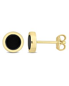 Amour Yellow Plated Sterling Silver 5/8 CT TGW Black Onyx Stud Earrings