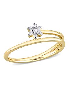 Amour Yellow Plated Sterling Silver Diamond Accent Floral Promise Ring