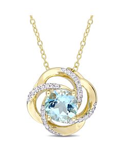 AMOUR 2-3/5 CT TGW Sky-blue Topaz Interlaced Floral Swirl Pendant with Chain In Yellow Plated Sterling Silver