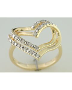 Amour Yellow Silver 1/5 CT TDW Diamond Open Heart Ring