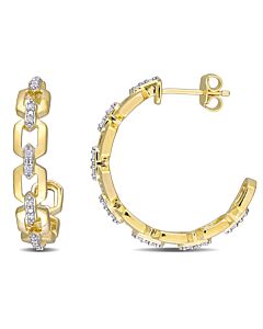 AMOUR 1/7 CT TW Diamond Link Earrings In Yellow Plated Sterling Silver