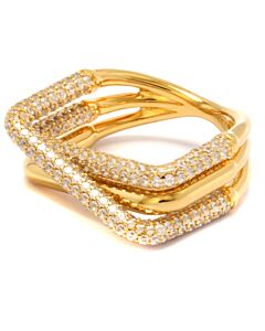 APM Monaco Ladies Crossed Rectangle Crystal Ring