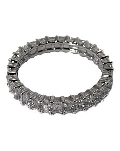 APM Monaco Ladies Eclat Silver-toned Crystal Embellsiehed Ring, Size Large