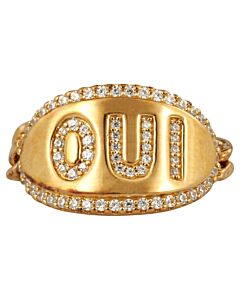 APM Monaco Ladies Micro Inlaid Diamond Oui Half Chain Ring