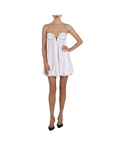 Area Ladies White Cotton Poplin Scallop Mini Dress