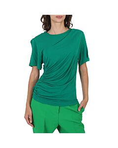 Atlein Green Short-sleeve Gatherside Viscose T-shirt, Brand Size 38