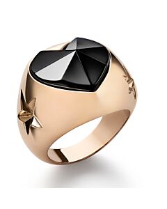 Baccarat 18K Gold Plated on Sterling Silver, Black Crystal Heart And Star Statement Ring 2812880