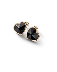 Baccarat 18K Gold Plated on Sterling Silver, Black Crystal Heart Earrings 2812897