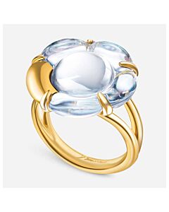Baccarat 18K Gold Plated on Sterling Silver, Clear Crystal Flower Statement Ring 2803451