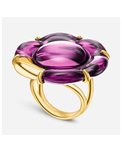 Baccarat 18K Gold Plated On Sterling Silver, Fuchsia Crystal Flower Statement Ring 2803647