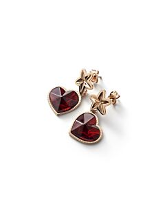 Baccarat 18K Gold Plated on Sterling Silver, Red Crystal Heart And Star Drop Earrings 2813115
