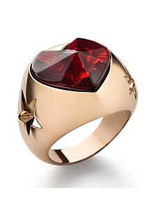 Baccarat 18K Gold Plated on Sterling Silver, Red Crystal Heart And Star Statement Ring 2813099