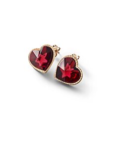 Baccarat 18K Gold Plated on Sterling Silver, Red Crystal Heart Earrings 2813113